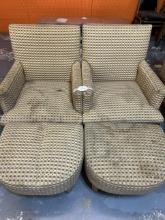 Set of 2 Chairs with Ottoman