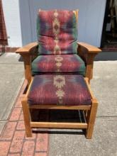 Mission Style Oak Morris Chair with Ottoman