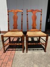 Oversized Queen Ann Style Walnut Chairs