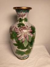 Chinese Cloisonne Vase White With Lotus