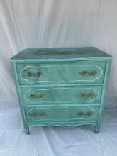 Vintage French Country Painted 3 Drawer Chest