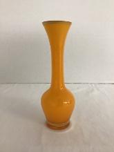 Vintage Orange Glass Vase with Gold Trim