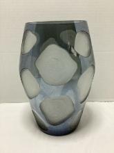 Etched Geometric Pattern Art Glass Vase