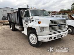 (Houston, TX) 1994 Ford F700 Flatbed/Dump Truck, Vehicle Runs On Propane Starts With A Jump, Runs An