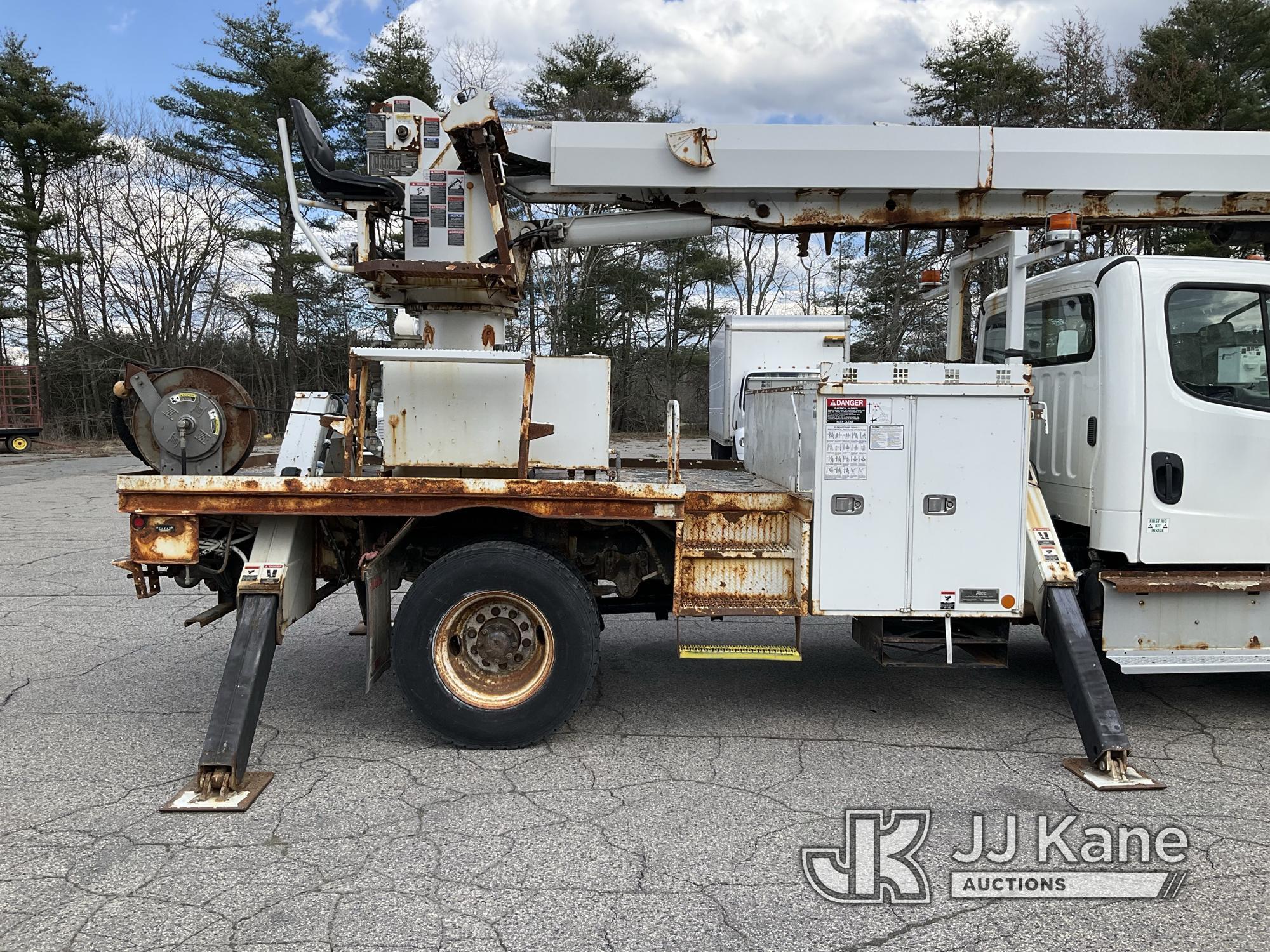 (Wells, ME) Altec DM47B-TR, Digger Derrick rear mounted on 2014 Freightliner M2 106 Flatbed Truck Ru