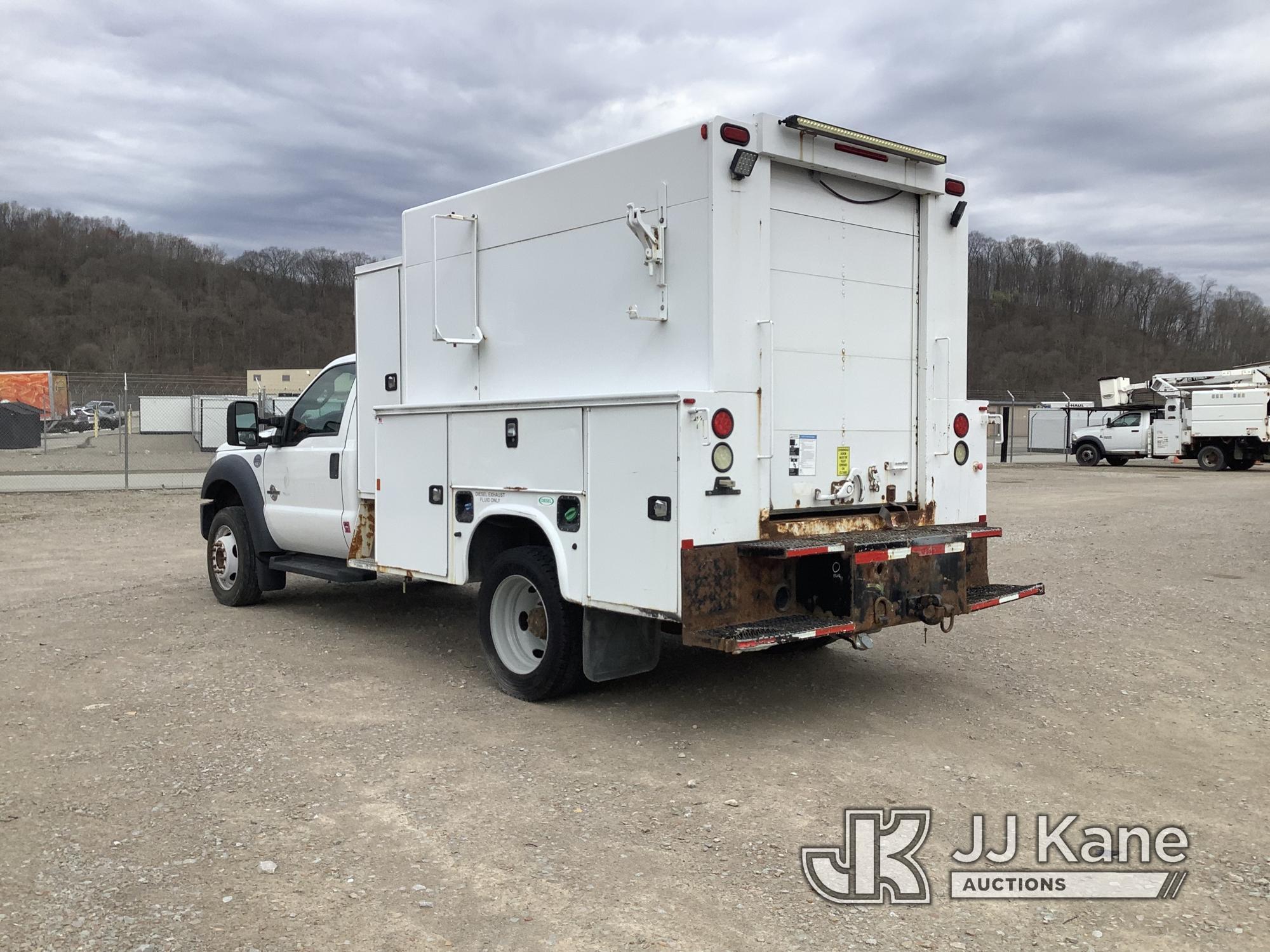 (Smock, PA) 2015 Ford F550 Air Compressor/Enclosed Utility Truck Runs Rough & Moves, Engine Light On