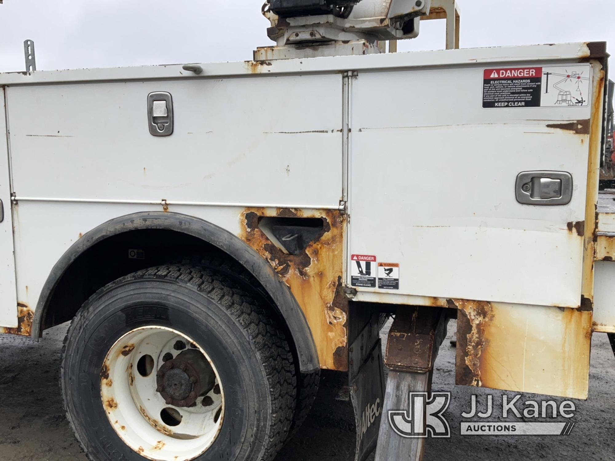 (Rome, NY) Altec AA55, Material Handling Bucket Truck rear mounted on 2017 Kenworth T370 Utility Tru