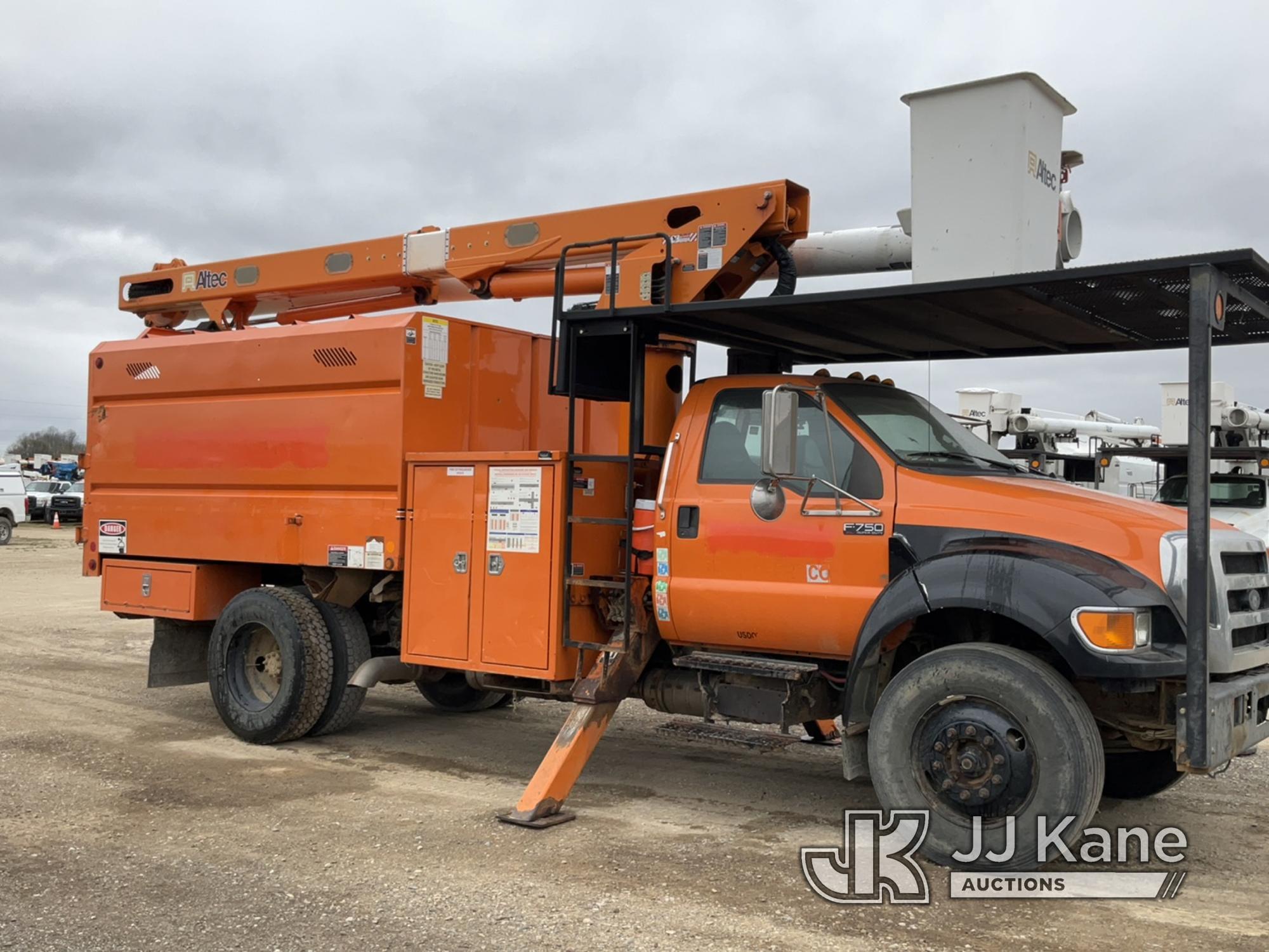 (Charlotte, MI) Altec LR756, Over-Center Bucket Truck mounted behind cab on 2013 Ford F750 Chipper D