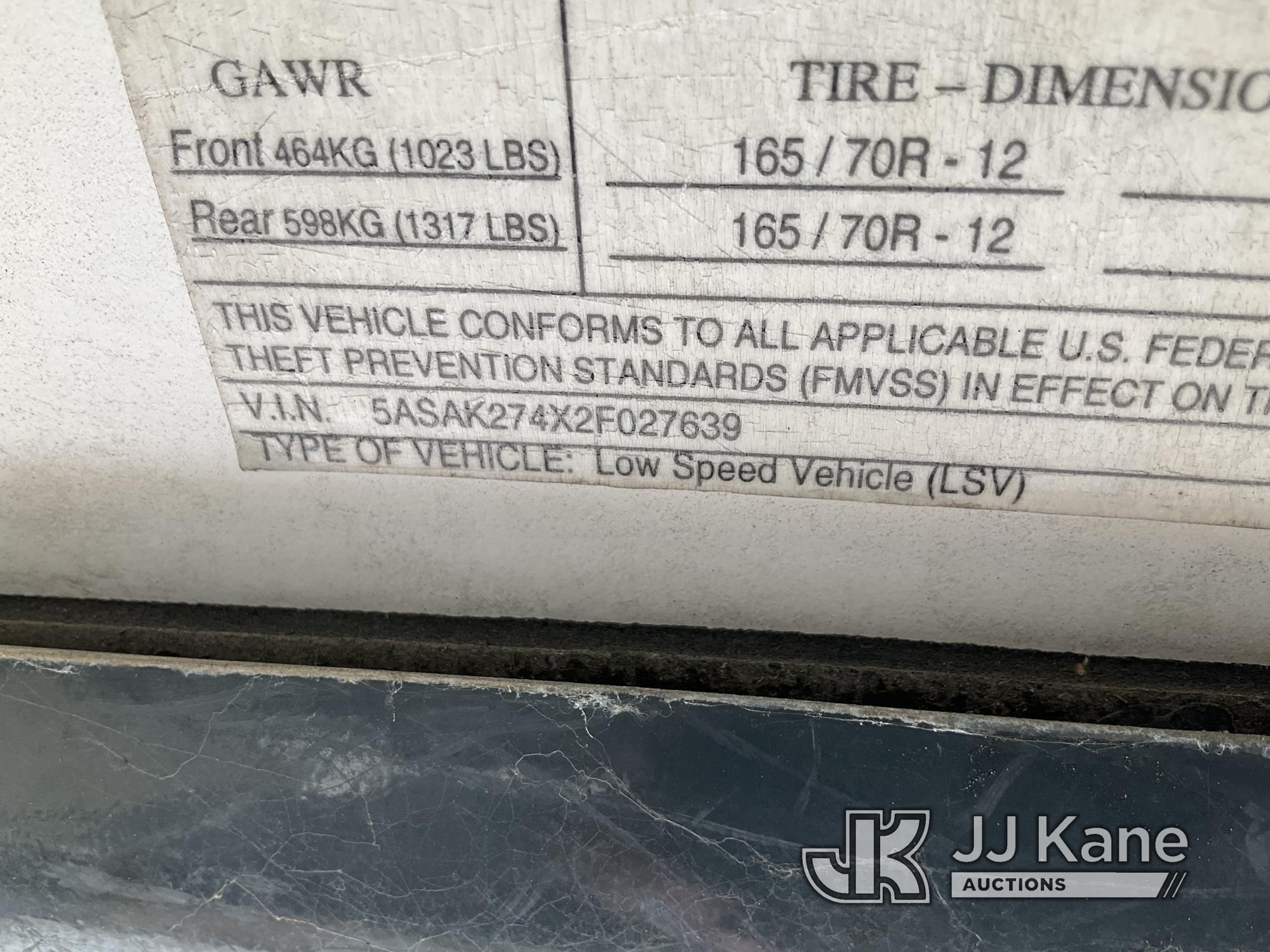 (Jurupa Valley, CA) 2002 GEM 825 2 Passenger Low Speed Not Running, True Hours Unknown