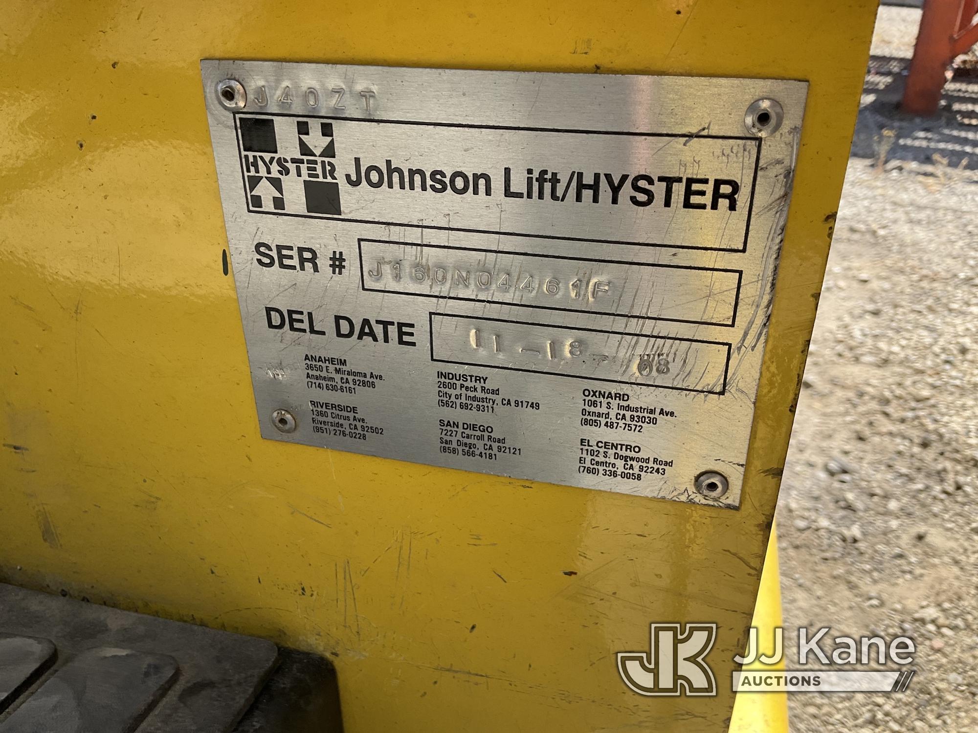 (Jurupa Valley, CA) 2008 Hyster J40ZT EV Solid Tired Forklift Starts & Operates