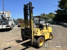 (Gold Beach, OR) Hyster H80XL Rubber Tired Forklift Runs Moves & Operates