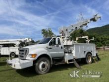 Terex/Telelect XL4045, Digger Derrick mounted behind cab on 2007 Ford F750 Utility Truck Runs, Moves