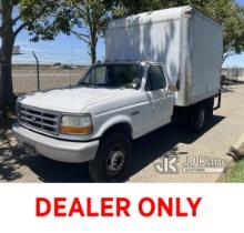 1997 Ford F450 Van Body Truck Runs & Moves, Tailgate Operational