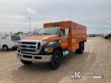 2013 Ford F750 Chipper Dump Truck Runs & Moves) (Check Engine Light On, Service Engine Light On, ABS