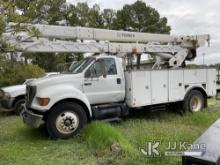 (Cypress, TX) HiRanger HRX-55, Material Handling Bucket Truck rear mounted on 2011 Ford F750 Utility