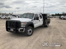2015 Ford F450 Crew-Cab Flatbed Truck Runs & Moves, Check Engine Light on) (Per Seller: Bad Transmis