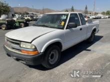 2002 Chevrolet S10 Extended-Cab Pickup Truck Runs Rough, Moves, Has Rust Damage On Back End Of Vehic