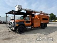 Altec LR760E70, Over-Center Elevator Bucket Truck mounted behind cab on 2012 Ford F750 Chipper Dump 