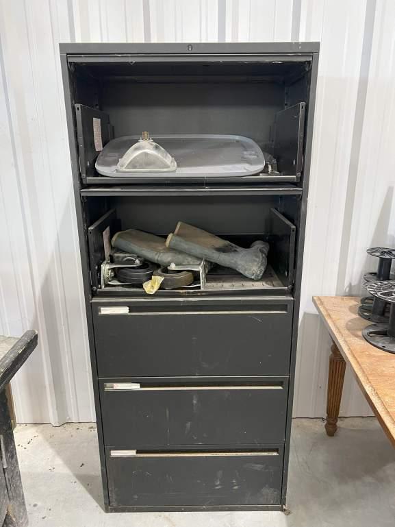 METAL STORAGE CABINET WITH CONTENTS