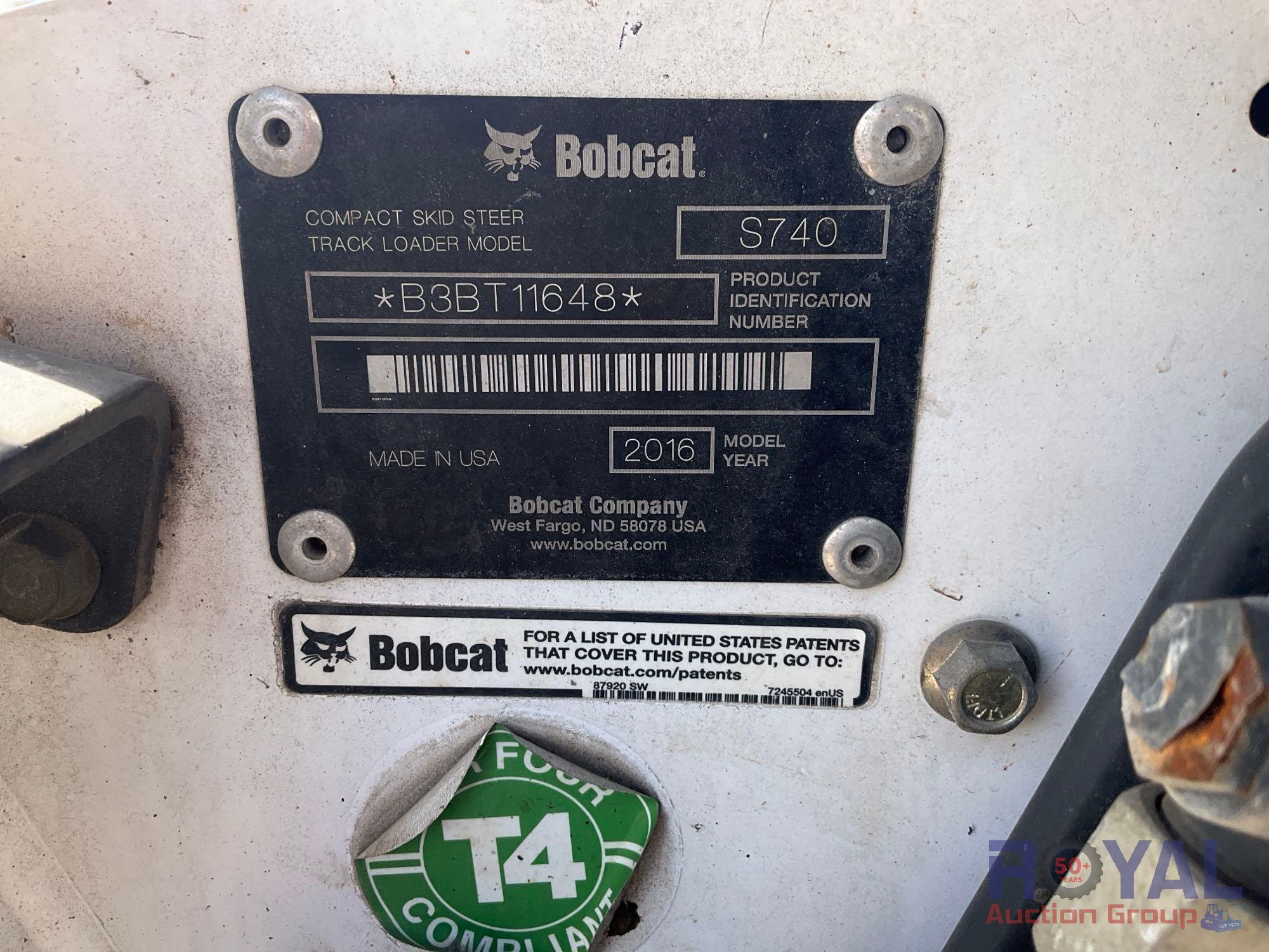 2016 Bobcat S740 Compact Wheel Loader Skid Steer
