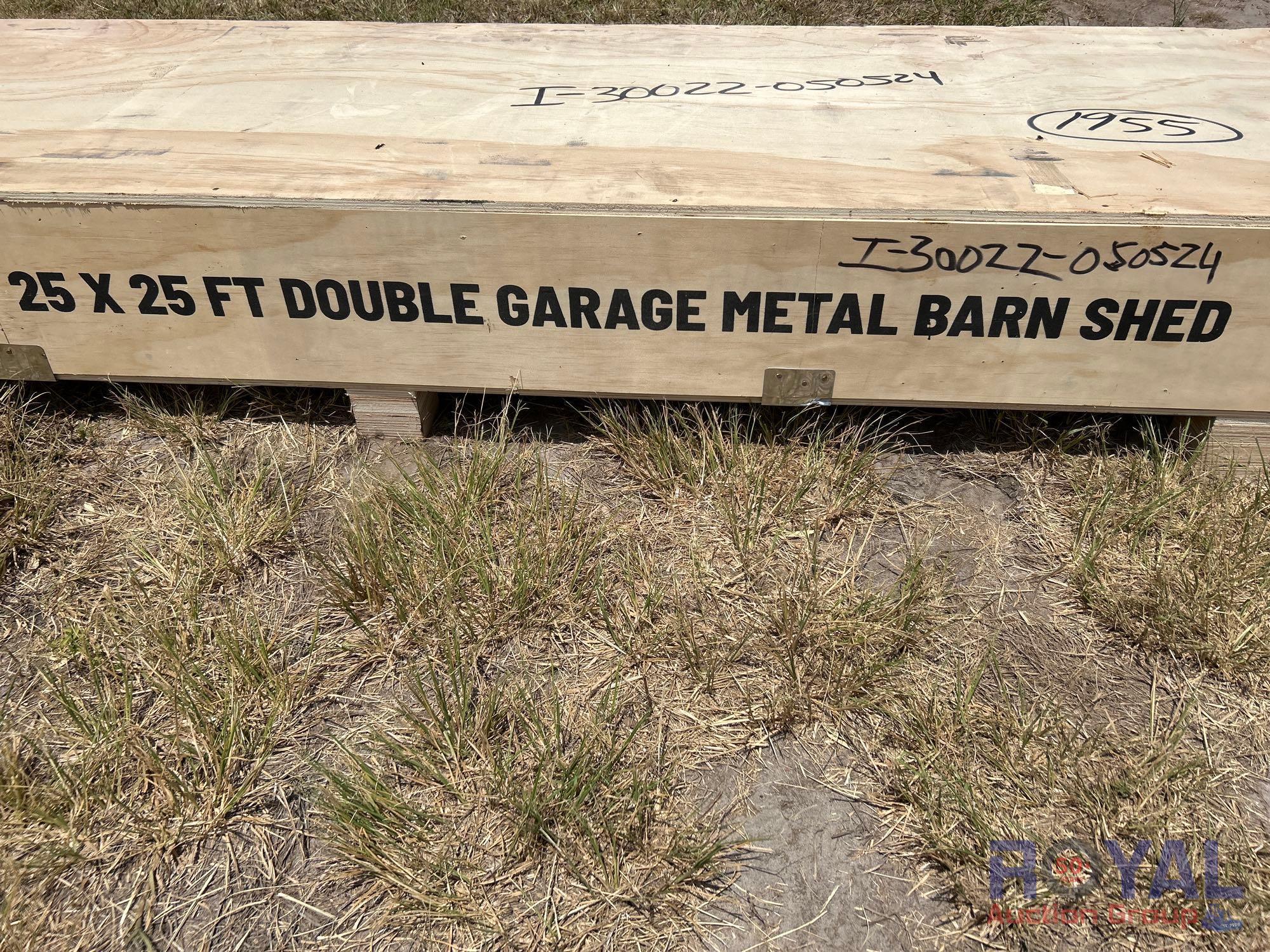 25 X 25 Ft Double Garage Metal Barn Shed