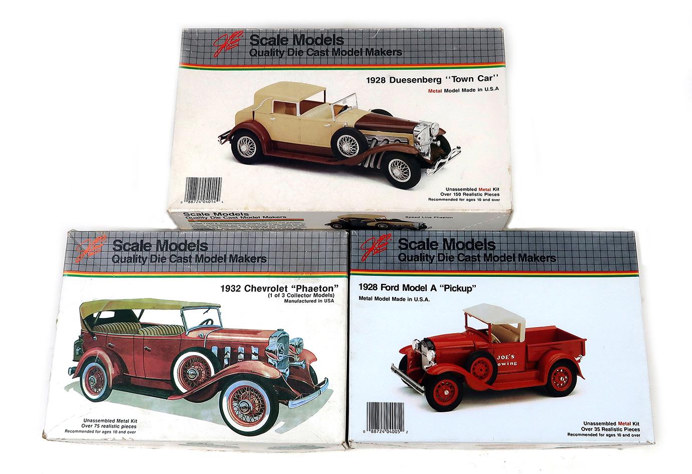 Toy Scale Models (3), Hubley, 1928 Duesenberg Town Car, 1932 Chevy Phaeton