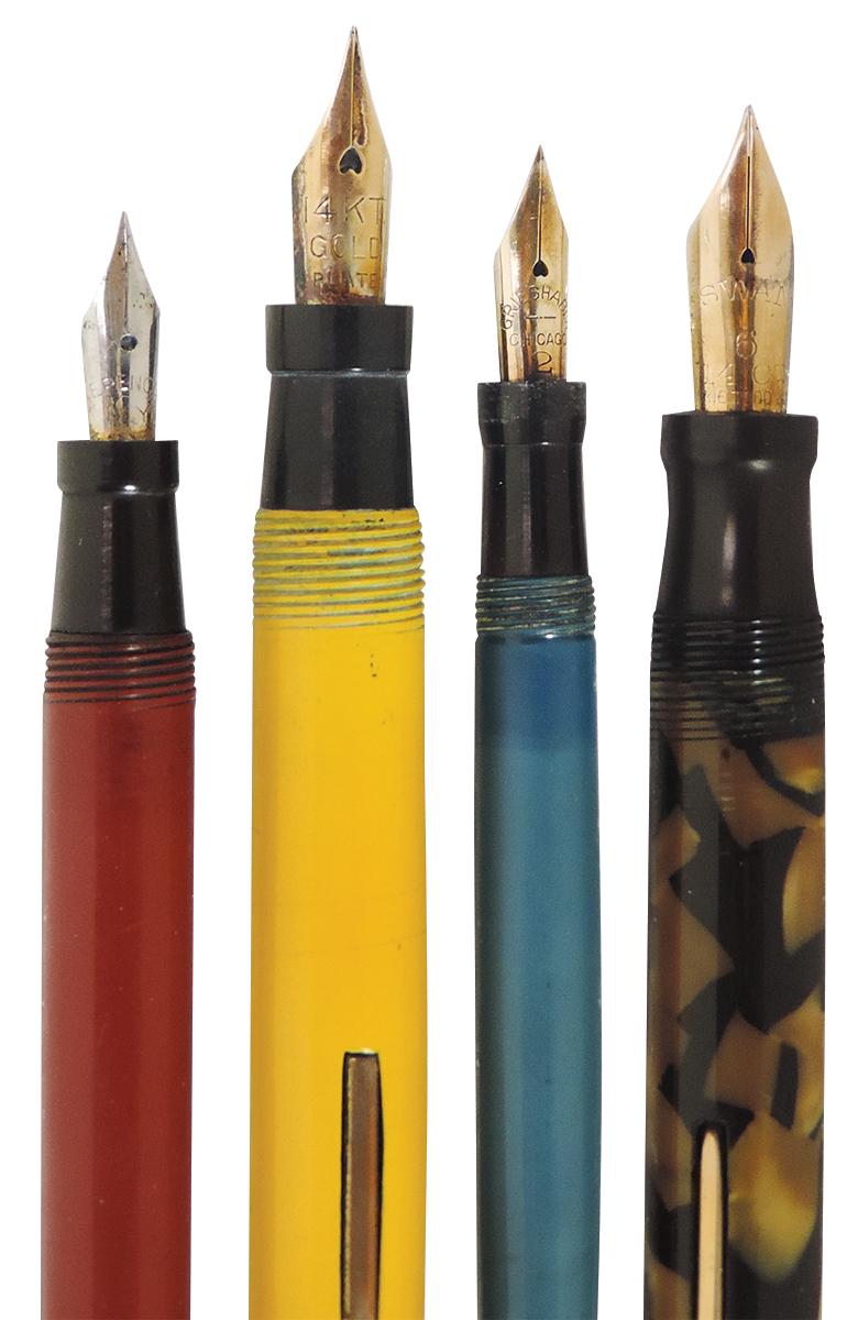 Fountain Pens (4), Mabie Todd Swan Flat Top, c.1920's, Tortoise w/GF trim &