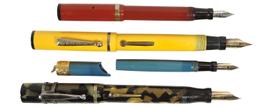 Fountain Pens (4), Mabie Todd Swan Flat Top, c.1920's, Tortoise w/GF trim &
