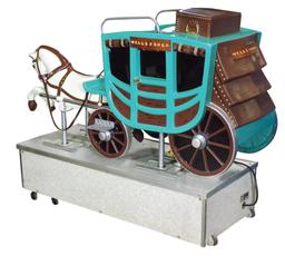 Arcade Coin-Operated 10 Cent Kiddie Ride, molded fiberglass horse & stage c