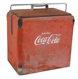 Coca-Cola Picnic Cooler, mfgd by Acton Mfg Co., embossed galvanized tin w/o