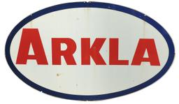 Petroliana Arkla Station Sign, large dbl-sided porcelain oval on steel, VG+