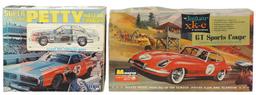Toy Model Car Kits (2), large 1/8th scale Jaguar XK-E by Monogram & 1/16th