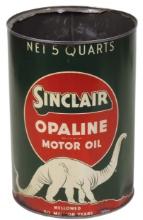 Petroliana Sinclair 5 Qt Oil Can, Dino trademark for Opaline, litho on tin,