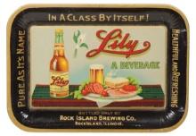 Advertising Lily Beer Tip Tray, litho on metal by The American Arts Works-C