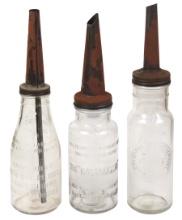 Petroliana Oil Bottles (3), glass embossed for Standard Oil, Kalamazoo & Ha