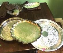 5- pieces Silverplated platters/bowl