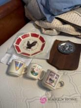 3 Boy Scouts Jamboree mugs 10 in Scout plate and a plaque B3