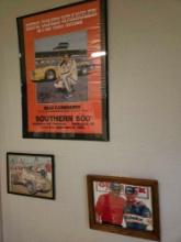 Dale Earnhardt Signed poster and 2 pictures.