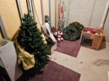 Christmas decoration lot with wreaths and tree