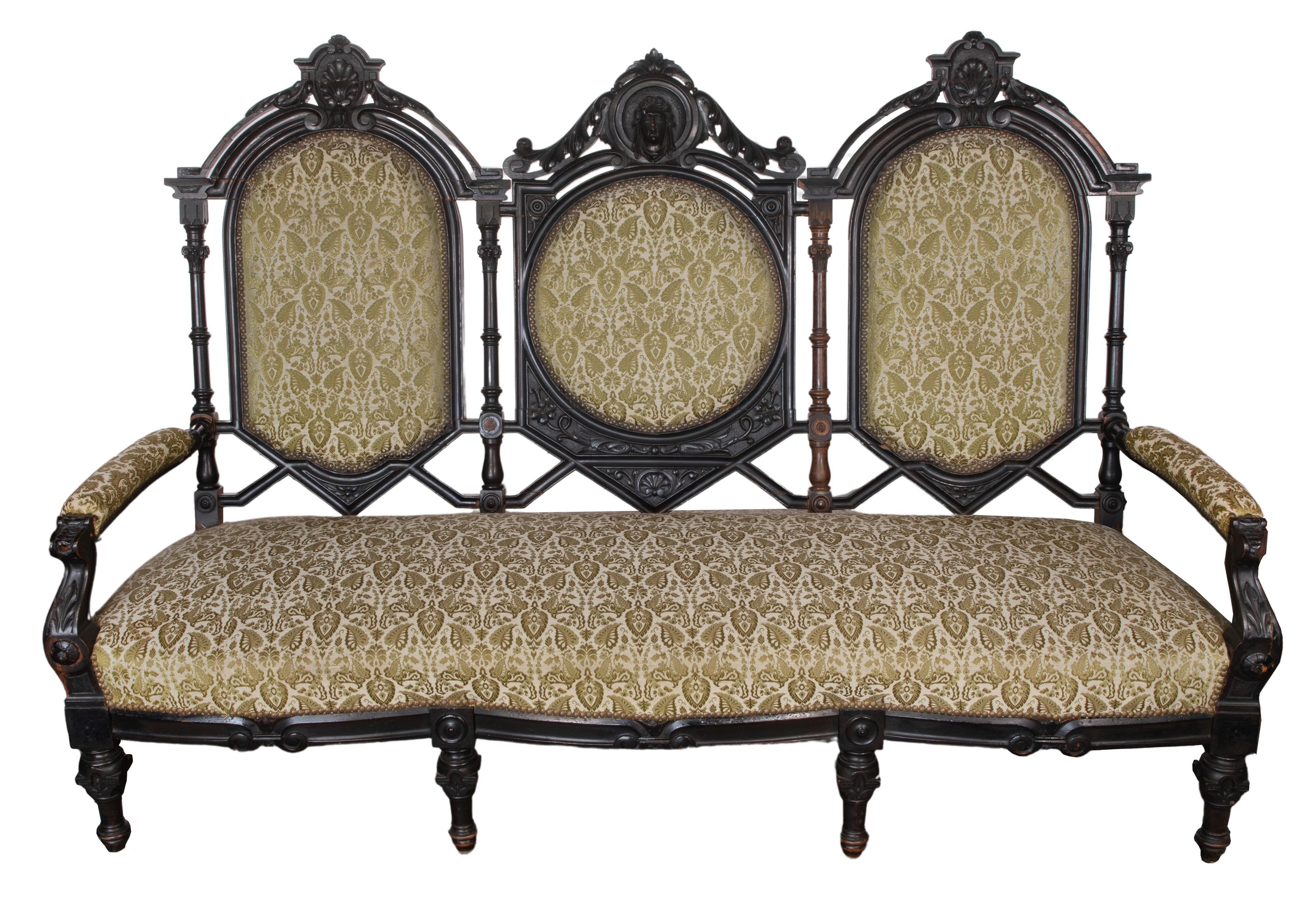 19th Century Ebonized Upholstered Seating Suite