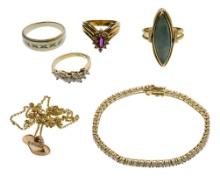 18k and 14k Yellow Gold and Gemstone Jewelry Assortment