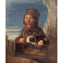 W. Underhill (English, 19th Century) 'Guinea Pig Boy' Oil on Canvas