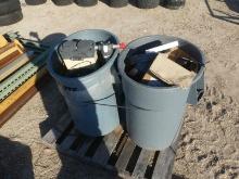 Lot of (2) Garbage Cans with Contents