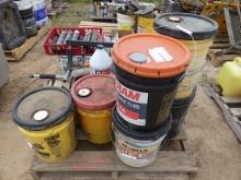 (5) Tractor Fluids, (5) 5 Gallon bucket oil and grease