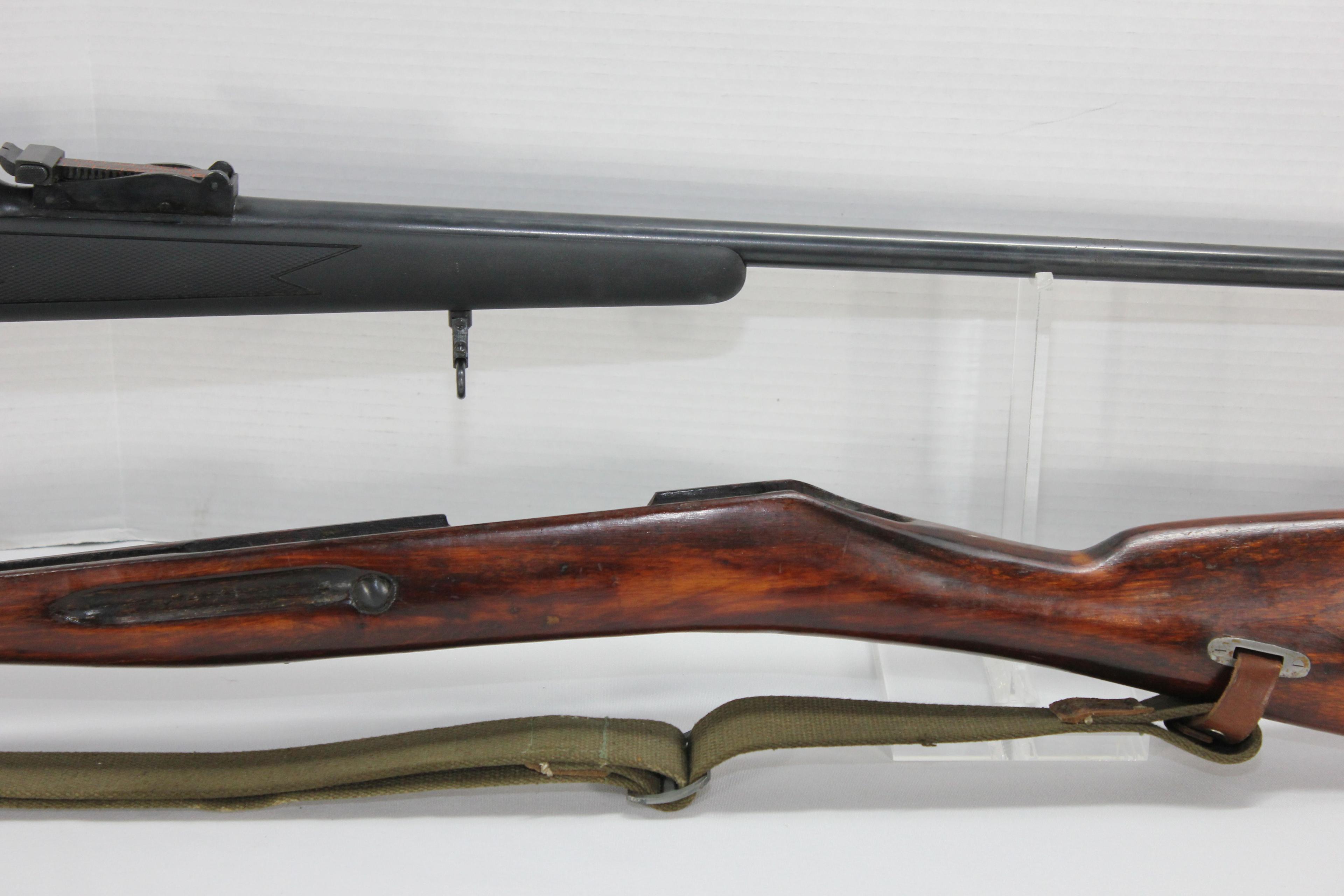 Russian Mosin Nagant Model 91/30 7.62x54R Cal. Rifle w/Bar & Sickle Crest, Synth. & Original Stocks