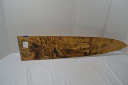 2005 Wood Burnt "The Night Stalkers" Wolf Hide Stretcher