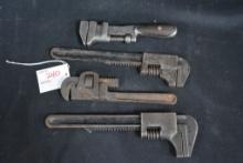 Group of 4 Vintage Pipe Wrenches including H.D. Smith & Co. Oct. 1901 Perfect Handle
