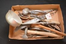 1 Lot of Vintage Kitchen Utensils, Knives, Wooden Spoons, Etc.