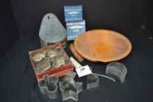 Group of Vintage Cookie Cutters, Bowl, & Top Flite Toothpicks