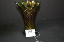 Northwood Diamond Print Carnival Glass Vase; 7"x5"